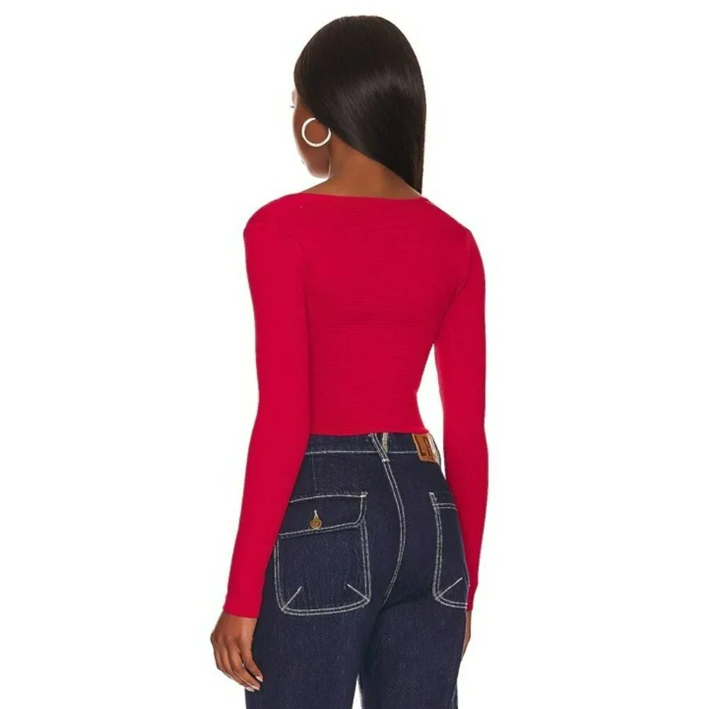 ALL THE WAYS Victoria Bustier Crop Top in Red